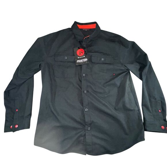 Killik Button Up Shirt Mens XXL Black Long Sleeve Flap Pockets Outdoor Hunting - Picture 2 of 15